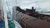 Tied alongside the wreck of the Governoren