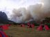 Most people were resting in their tents after a long days trekking when we first saw the smoke
