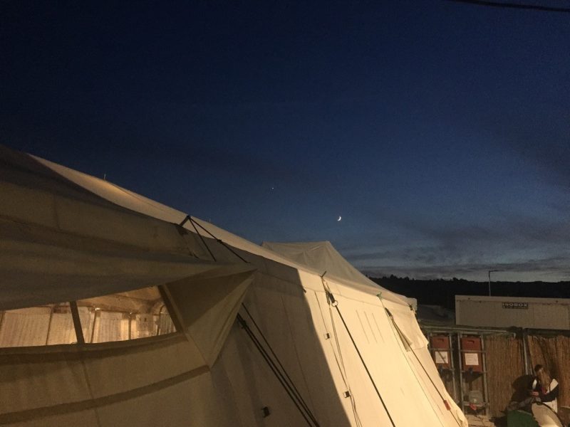 Tent under starry sky