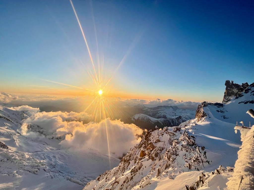 Sunset from Cosmiques Hut, Mt Blanc Massif